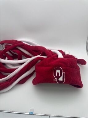 OU Sooners Crazy Hair Beanie Red White Oklahoma Game time Plush